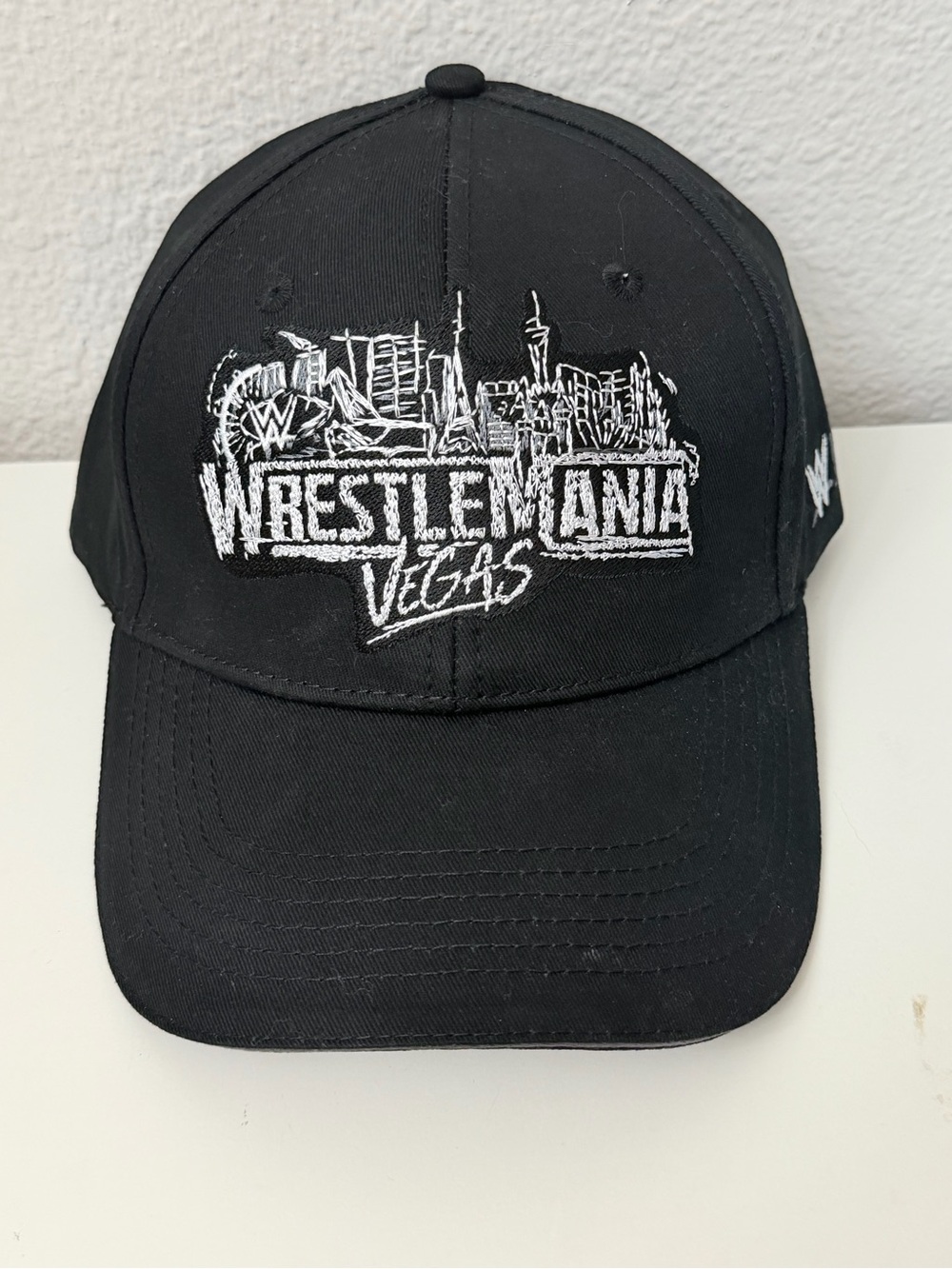WWE WrestleMania Las Vegas Black Adjustable Baseball Cap Hat Embroidered